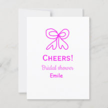 Cheers purple pink bow bridal shower add name