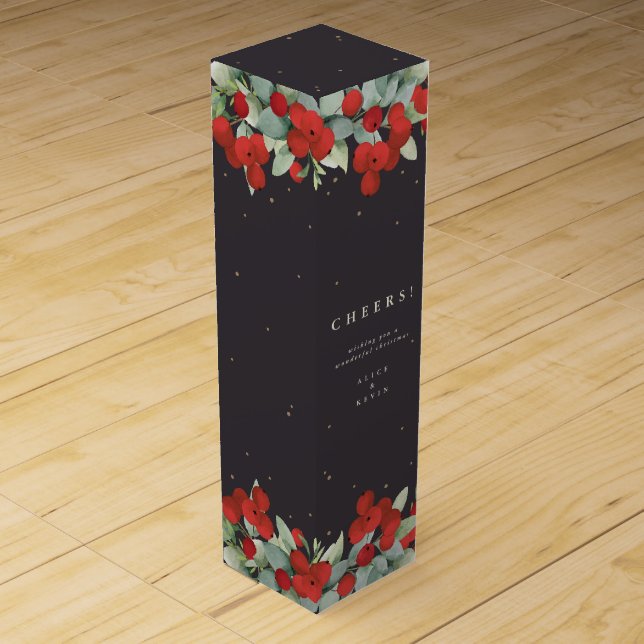 Cheers! Red Berry+Eucalyptus Christmas/Holiday Wine Box (Front)