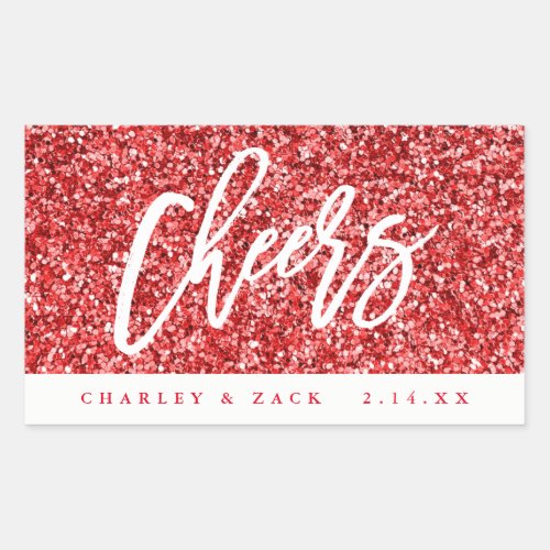 Cheers Red Glitter Mini Wine Mini Champagne Label