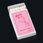 Cheers Red Pink 21st Birthday Favor Matches<br><div class="desc">Impress your guests with these trendy chic Cheers red pink matches favor. This design features my original hand-drawn cocktail and wavy border,  a great addition to your special day!</div>
