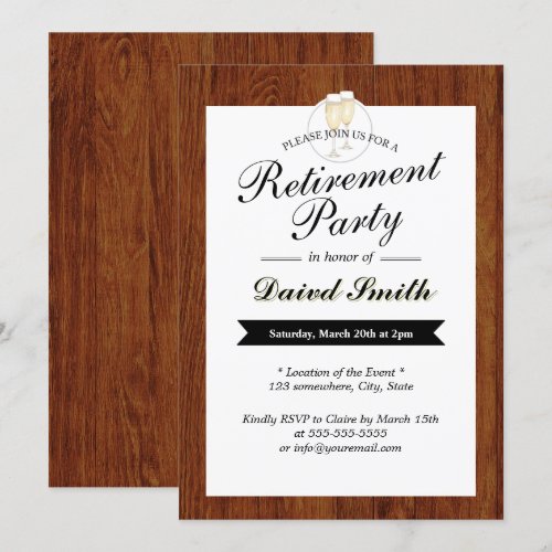 Classy Wooden Retirement Party Invitations 5" X 7" Invitation Card