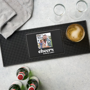 Cheers retro black and white, 40th birthday bar mat 