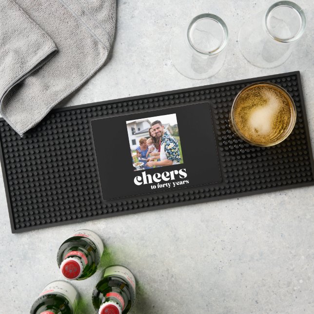 Cheers retro black and white, 40th birthday bar mat  (Insitu (Bar 1))