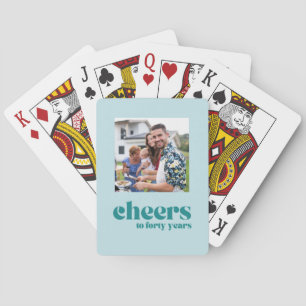 Cheers retro green, 40th birthday poker cards