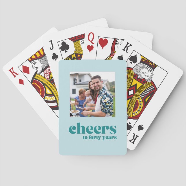 Cheers retro green, 40th birthday poker cards (Back)