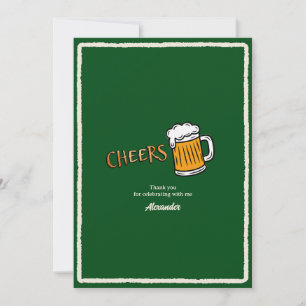 Cheers Rustic Beer Milestone Birthday Thank You Card