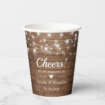 Cheers Rustic Wood String Lights Wedding Party