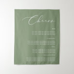 Cheers Sage Green Wedding Drinks Fabric Sign Tapestry at Zazzle