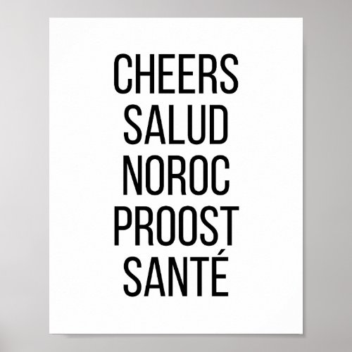 Cheers Salud Noroc Proost Sante Poster