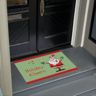 Cheers Santa Cocktail Drinks Christmas Party Funny Doormat