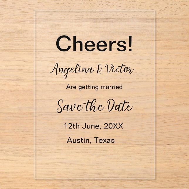 Cheers save the date simple minimal modern elegant (Front)