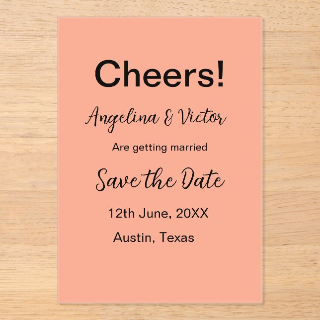 Cheers save the date simple minimal modern elegant (Front)