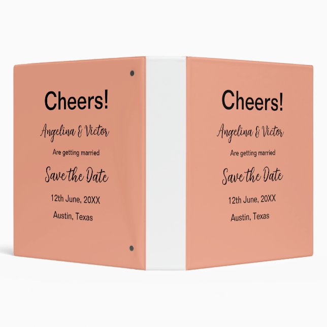Cheers save the date simple minimal modern elegant 3 ring binder (Background)
