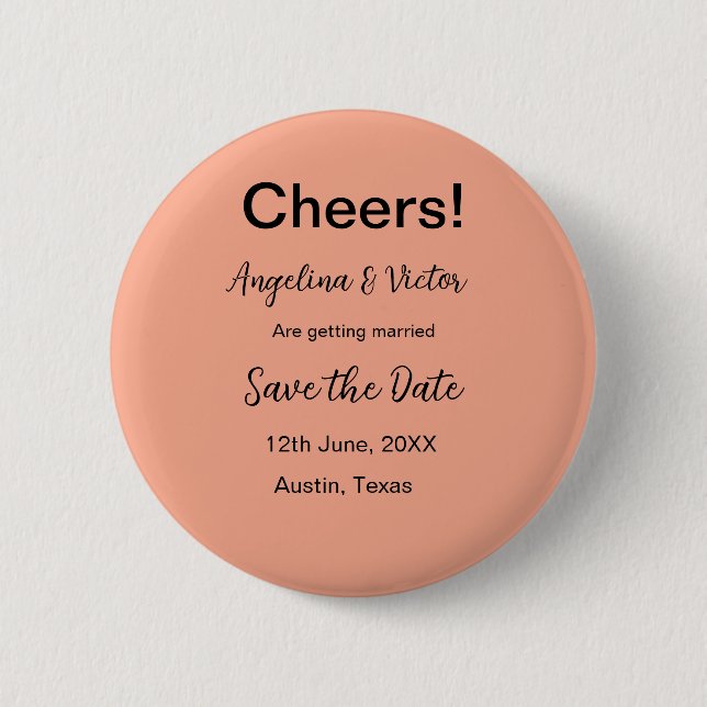 Cheers save the date simple minimal modern elegant button (Front)
