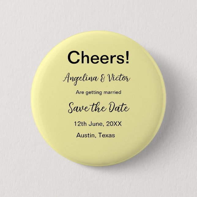 Cheers save the date simple minimal modern elegant button (Front)