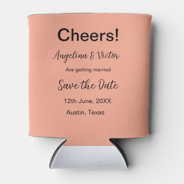 Cheers save the date simple minimal modern elegant can cooler (Front)