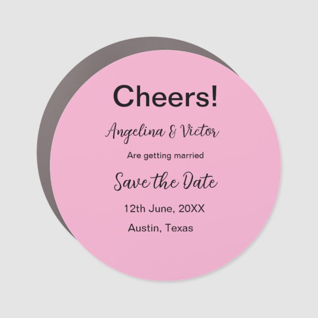Cheers save the date simple minimal modern elegant car magnet (Front)