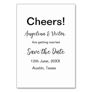 Cheers save the date simple minimal modern elegant table number
