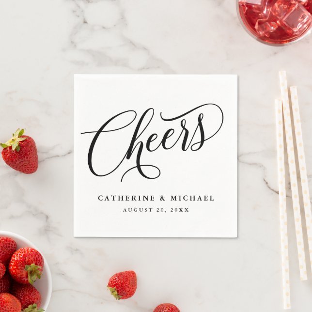 Cheers Script Flourish, Personalized Paper Napkin (Insitu)