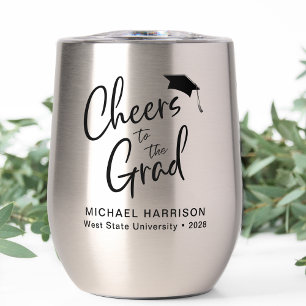 Cheers Script Graduation Party Thermal Wine Tumbler