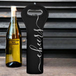 Cheers Scroll Typography Black And White Wine Bag at Zazzle