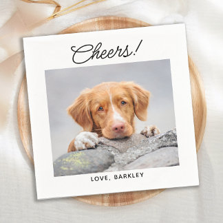 Cheers Simple Photo Cute Fun Dog Pet Wedding Napkins