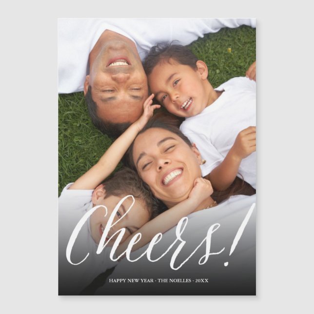 Cheers Simple Script Modern Holiday Photo Postcard (Front)