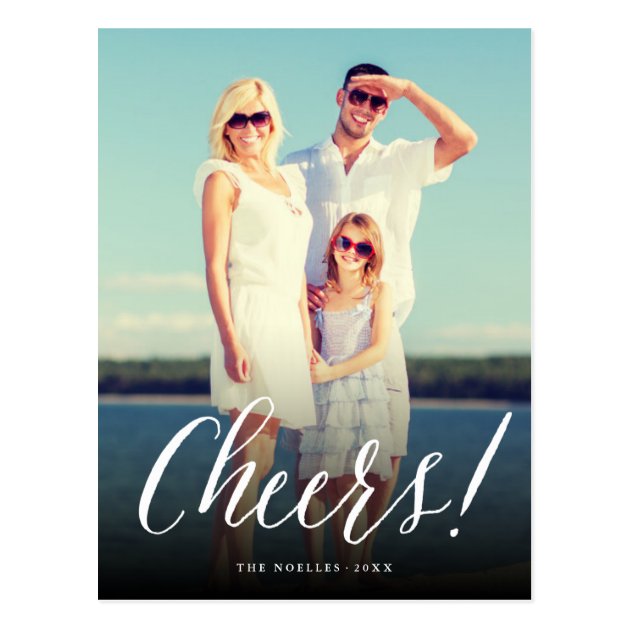 Cheers Simple Script New Year Holiday Photo Card