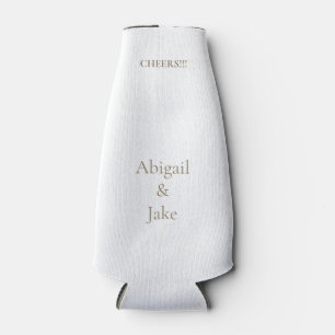 Cheers Simply Modern Gold Text Names Wedding Bottle Cooler