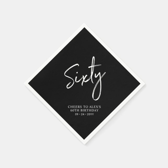 Cheers Sixty | Modern Adult 60th Birthday Party Napkins (Corner)