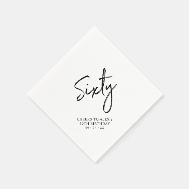 Cheers Sixty | Modern Adult 60th Birthday Party Napkins (Corner)