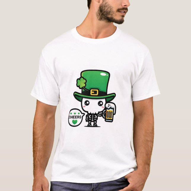 Cheers Skeleton Leprechaun  T-Shirt (Front)