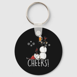 Cheers Snowman Beer And Wine Christmas  Keychain