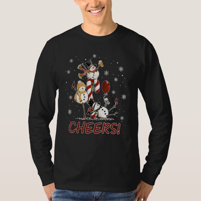Cheers Snowman Shirt Beer Christmas Sweater Wine L (Front)