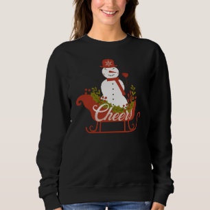 Cheers Snowman with Wine and Sled Christmas  Sweatshirt