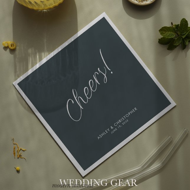 Cheers! Space Gray Minimal Any Occasion Cocktail Napkins (Creator Uploaded)