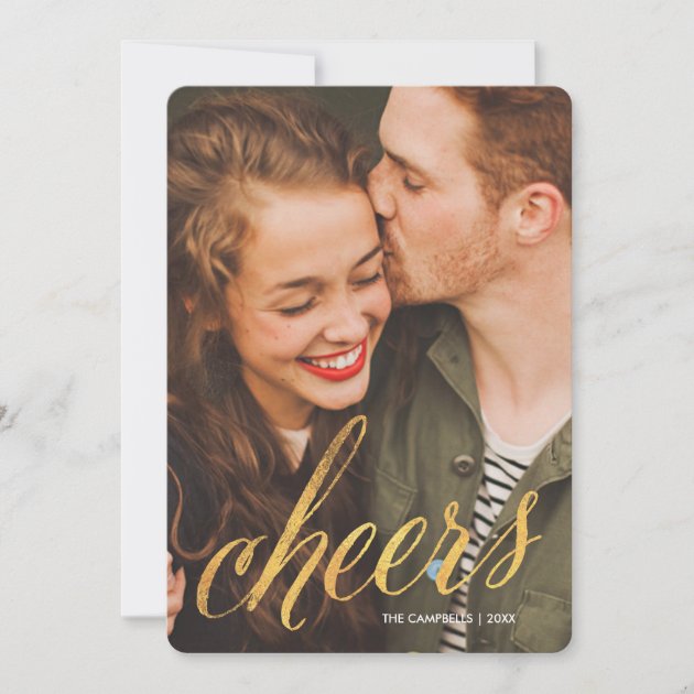 Cheers Sparkling Faux Foil Script | New Year Holiday Invitation