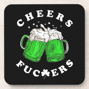Cheers St Patricks Day Beer Drinking Funny Beverage Coaster