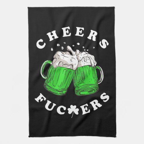 Cheers St Patricks Day Beer Drinking Funny Kitchen Towel