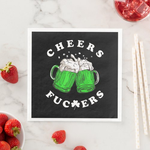 Cheers St Patricks Day Beer Drinking Funny Paper Dinner Napkins