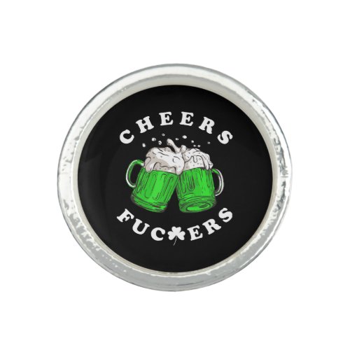 Cheers St Patricks Day Beer Drinking Funny Ring