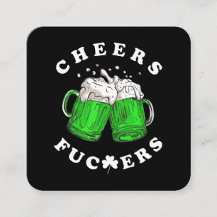Cheers St Patricks Day Beer Drinking Funny Square Business Card