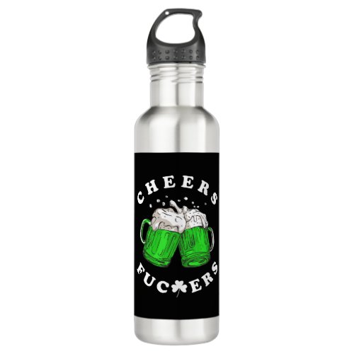 Cheers St Patricks Day Beer Drinking Funny Stainless Steel Water Bottle