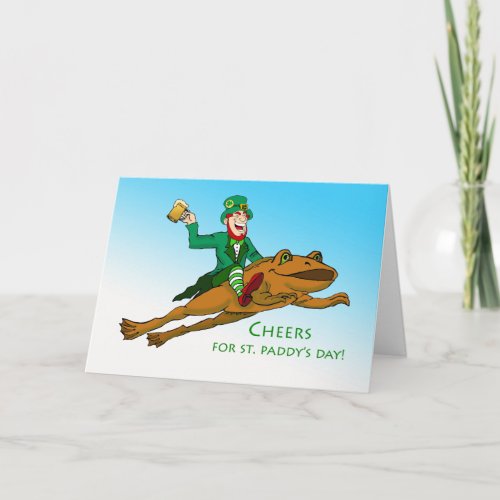 Cheers St Patricks Day Leprechaun Frog and Beer Card