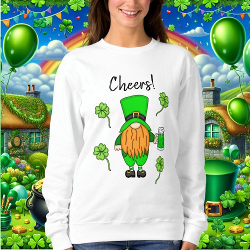 Cheers St Patricks Day Leprechaun  Green Beer   Sweatshirt