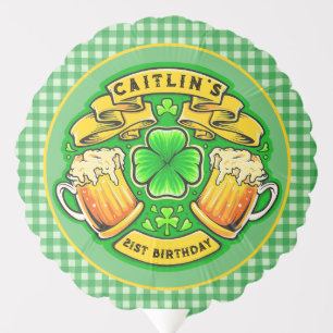 Cheers St Patricks Day Shamrock  21st Birthday  Balloon