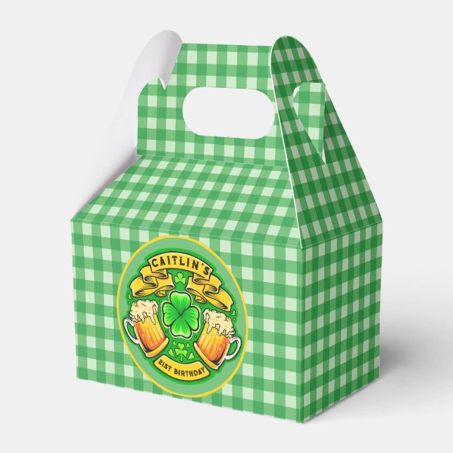 Cheers St Patricks Day Shamrock  21st Birthday  Favor Boxes (Front Side)