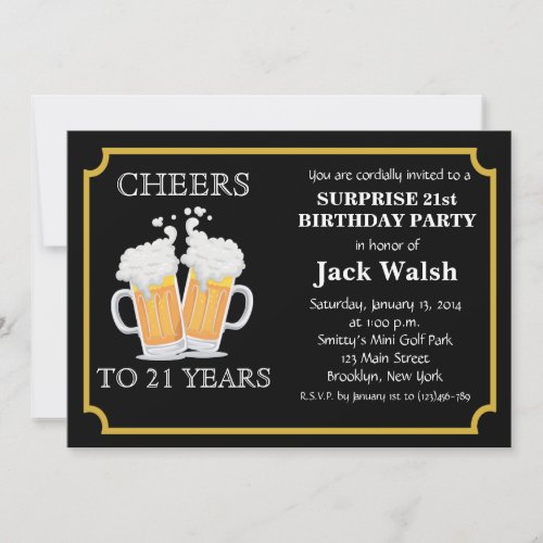 Cheers Surprise 21st Birthday Party Invitations