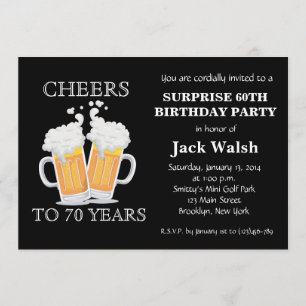 Cheers Surprise 70th Birthday Party Invitations