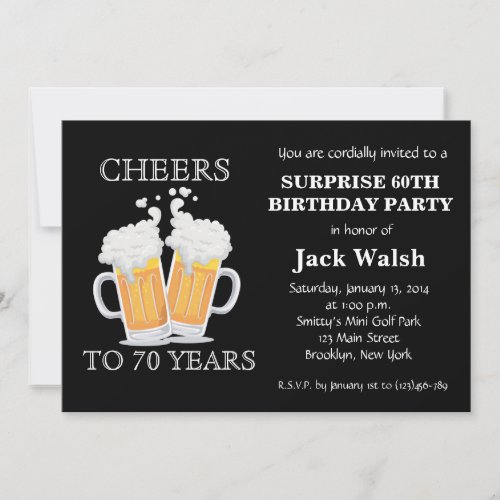 Cheers Surprise 70th Birthday Party Invitations